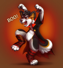 4_fingers 4_toes anthro biped cape cheek_tuft clothing costume facial_tuft fangs feet fingers footwear gradient_background halloween_costume handpaw holidays inflatable inner_ear_fluff legwear male male_anthro open_mouth pattern_clothing pattern_footwear pattern_legwear pattern_socks pawpads paws raised_foot raised_leg sharp_teeth simple_background socks solo striped_clothing striped_footwear striped_socks stripes tail teeth toes tuft vampire_costume mrsholtz halloween legiarrd animate_inanimate canid canine canis domestic_dog husky living_inflatable mammal nordic_sled_dog spitz digital_drawing_(artwork) digital_media_(artwork) hi_res shaded