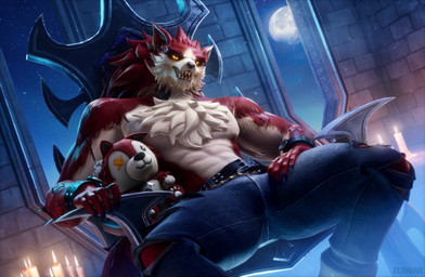anthro belt bottomwear clothing fur male moon pants sitting solo teeth d3nni_yt epic_games fortnite mythology lycan_west_(fortnite) canid canine mammal mythological_canine mythological_creature werecanid werecanine werecreature werewolf 3d_(artwork) absurd_res digital_media_(artwork) hi_res