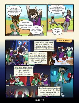adolescent anthro arcade arcade_machine biped clothed clothed_anthro clothed_male clothing dialogue eyebrow_through_hair eyebrows eyewear fully_clothed fully_clothed_anthro fully_clothed_male glasses hair male male_anthro outside plantigrade text translucent translucent_hair vr_controller vr_headset young young_anthro young_male frostedchase fenrir_(frostedchase) joshua_(frostedchase) max_(frostedchase) spritz_(frostedchase) canid canine canis domestic_dog german_shepherd herding_dog mammal pastoral_dog comic english_text hi_res