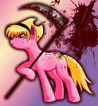 angry black_hairband blonde_hair blood bodily_fluids cartoon_network equid equine female gore hair hasbro hi_res horse looking_at_viewer mammal mandy_(tgaobam) my_little_pony pony red_eyes silent-sid_1992 solo the_grim_adventures_of_billy_and_mandy