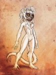 anthro biped female fur karol_pawlinski lemur mammal primate sifaka silky_sifaka solo standing strepsirrhine tail white_body white_fur yellow_eyes