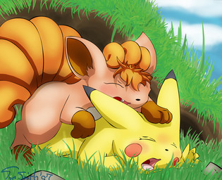 4_fingers 6_tails all_fours ambiguous_gender ambiguous_penetrated ambiguous_penetration biped black_body black_ears black_fur black_nose blue_sky blush brown_body brown_ears brown_fur cloud dark_nose day detailed_background dipstick_ears doggystyle duo ear_markings eyes_closed facial_markings fangs feral feral_on_feral feral_penetrated feral_penetrating feral_penetrating_feral feral_with_hair fingers from_behind_position fur grass hair head_markings interspecies leg_markings lidded_eyes light_tongue lying male male/ambiguous male_penetrating male_penetrating_ambiguous markings monotone_tail multi_tail multicolored_body multicolored_ears multicolored_fur on_front on_grass open_mouth orange_hair orange_tail outside penetration penile penile_penetration pink_tongue plant quadruped red_cheeks sex shadow sky small_nose snaggle_tooth socks_(marking) tail teeth tongue two_tone_body two_tone_ears two_tone_fur year yellow_body yellow_ears yellow_fur conditional_dnp insomniacovrlrd nintendo pokemon canid canine generation_1_pokemon mammal pikachu pokemon_(species) rodent vulpix 2007 digital_media_(artwork) shaded signature