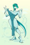 anthro areola bedroom_eyes breasts clothing female looking_at_viewer narrowed_eyes nipples seductive solo translucent translucent_clothing herny cross_country_detours looney_tunes merrie_melodies tex_avery warner_brothers rita_skopt lizard reptile scalie absurd_res hi_res