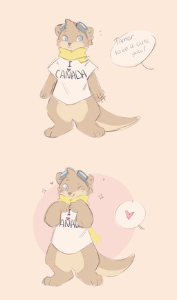 anthro clothing eyewear eyewear_on_head goggles goggles_on_head humor male scarf semi-anthro shirt solo standing t-shirt topwear shiones lee_(tamerlee) mammal mustelid otter absurd_res hi_res