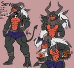 anthro color_swatch fusion male pokemon_fusion solo punished_kain nintendo pokemon fan_character serv_(character) canid canid_demon canine canis demon generation_2_pokemon generation_7_pokemon houndoom hybrid lycanroc mammal pokemon_(species) absurd_res hi_res model_sheet