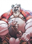 anthro balls biceps big_balls big_muscles big_penis black_nipples black_penis bottomwear bottomwear_down clothed clothing erection fur genitals holding_object holding_tool huge_penis humanoid_genitalia humanoid_penis licking licking_lips licking_own_lips looking_at_viewer male musclegut muscular muscular_anthro muscular_male nipple_piercing nipples open_clothing open_shirt open_topwear pants pants_down partially_clothed penis piercing self_lick shirt slightly_chubby solo tongue tongue_out tools topwear vein wrench cursedmarked sabbern bear mammal polar_bear ursine 3:4