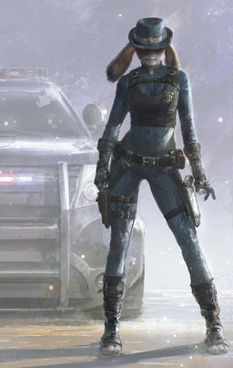 anthro car clothed clothing female female_anthro fur grey_body grey_fur gun gun_holster handgun hat_over_eyes police police_car police_officer police_uniform police_vehicle ranged_weapon solo standing uniform vehicle weapon sujian disney zootopia judy_hopps european_rabbit lagomorph leporid mammal oryctolagus rabbit absurd_res full-length_portrait hi_res portrait