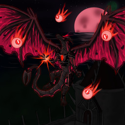 armor body_tattoo castle eyeball feral glowing glowing_markings horn male markings moon red_eyes scales solo tail tattoo wings shadeominus mythology tenebris_(shadeominus) dragon mythological_creature mythological_scalie scalie 1:1