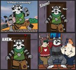 anthro clothed clothing fully_clothed group inside male male/male outside sebboh epic_games fortnite dolph_(fortnite) meowscles polar_patroller bear deer domestic_cat felid feline felis mammal pantherine tiger hi_res