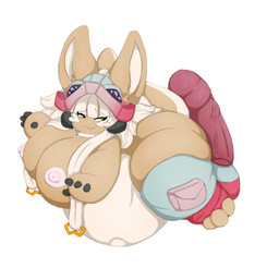 animal_genitalia animal_penis anthro belly big_belly big_breasts big_penis blush bodily_fluids breasts brown_body brown_fur canine_genitalia canine_penis clothed clothing duo female feral fur genitals hair headgear headwear huge_belly huge_breasts huge_penis hyper hyper_pregnancy knot knotted_penis male male/female over_weight overweight overweight_anthro overweight_female partially_clothed penis pregnant pregnant_anthro pregnant_female rabbit_ears slightly_chubby sweat sweatdrop weight_gain white_hair yellow_eyes neo_geppetto made_in_abyss nanachi canid canine lagomorph leporid mammal narehate rabbit absurd_res hi_res