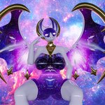 anthro clothing female galaxy gold_(metal) latex latex_clothing latex_skinsuit rubber_clothing skinsuit solo tight_clothing kurolatex nintendo pokemon generation_7_pokemon legendary_pokemon lunala pokemon_(species) 1:1 3d_(artwork) absurd_res digital_media_(artwork) hi_res