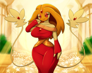 2_tails big_breasts biped breasts closed_smile clothed clothing day detailed_background eyelashes eyes_closed female fingers forehead_gem gem hair light mouth_closed multi_tail outside pokemorph red_clothing red_gem smile solo standing sunlight tail latiar nintendo pokemon sonata_(unfortu-nate) generation_4_pokemon humanoid legendary_pokemon pokemon_(species) uxie 2026 5:4 hi_res