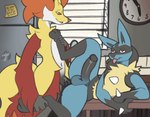 anal anal_penetration anthro balls blue_body blue_fur clock detailed_background duo erection fur furniture genitals humanoid_genitalia humanoid_penis inside looking_pleasured lying male male/male male_penetrated male_penetrating male_penetrating_male on_back on_table penetration penile penile_penetration penis penis_in_ass sex side_view table table_lotus_position arkailart nintendo pokemon canid canine delphox generation_4_pokemon generation_6_pokemon lucario mammal pokemon_(species) 2d_animation animated frame_by_frame