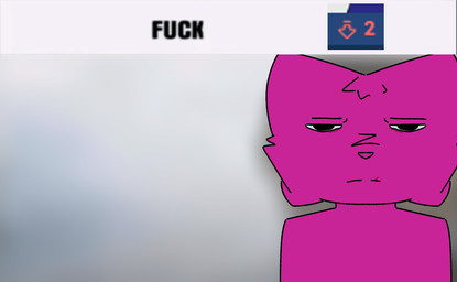 anthro fur male pink_body pink_fur profanity solo standing text tired_eyes wdaf felid feline mammal english_text image_macro impact_(font) meme