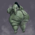 anthro areola back_fat big_breasts big_butt bodily_fluids breasts butt butt_focus cellulite fangs fat_arms fat_legs female green_areola green_body green_hair green_nipples hair hand_on_butt huge_breasts huge_butt huge_thighs musk musk_clouds nipples non-mammal_breasts nude obese overweight overweight_female rear_view sharp_teeth simple_background solo sweat tail teeth thick_thighs wide_hips vixencurie scp_foundation scp-682 reptile scalie 1:1 2023 absurd_res digital_media_(artwork) digital_painting_(artwork) hi_res shaded