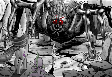 dialogue female feral group high_place male tail text pencils_(artist) friendship_is_magic hasbro my_little_pony mythology anon marble_pie_(mlp) spike_(mlp) arachnid arthropod dragon earth_pony equid equine horse human mammal mythological_creature mythological_scalie pony scalie spider 2016 absurd_res comic digital_media_(artwork) english_text hi_res