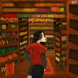 anthro blush book bookshelf clothing curly_hair detailed_background ear_piercing eyebrow_piercing facial_piercing furniture hair library male mooning nose_piercing piercing smile stool underwear benzfur shamrock_(benzfur) border_collie canid canine canis collie domestic_dog herding_dog mammal pastoral_dog sheepdog 1:1 hi_res