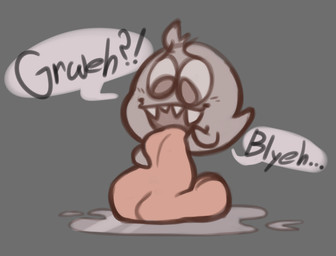 ambiguous_gender big_tongue bodily_fluids drooling fangs flustered hyper hyper_tongue saliva shocked solo teeth tongue tongue_out thebonezonedeluxe mario_bros nintendo boo_(mario) ghost spirit