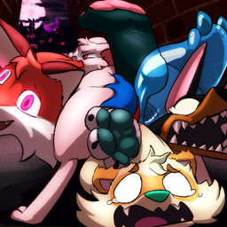 3_fingers 3_toes alley anal anal_vore ass_grip big_ears bite biting_another bodily_fluids claws cloven_hooves crowd curse cursed feet fingers floppy_ears fur glowing glowing_body glowing_eyes glowing_markings glowing_saliva group hammerspace hindpaw hoard hooves horn long_neck magic markings moon multicolored_body pawpads paws saliva scared scared_expression scared_face size_difference tail tan_body toes two_tone_body unusual_bodily_fluids unusual_saliva vore logtut mythology ace_(cosmo) barlo_(cosmo) bolyn_ink cosmo_allstar dilly_cleo fable_(cosmo) hellen_slimecow kip_(cosmo) tictac_(logtut) trix_the_taur bovid canid canid_taur canine canine_taur canis caprine dipodid dobermann domestic_dog domestic_ferret dragon fox fox_taur goat hybrid jerboa mammal mammal_taur mustelid musteline mythological_creature mythological_scalie pinscher procyonid raccoon rodent scalie taur true_musteline weasel 1:1