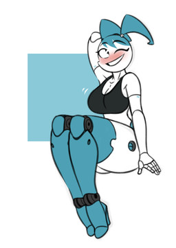athletic_wear blush bottomless bra breasts clothed clothing eyelashes eyelashes_through_hair female footwear hair hand_behind_head high_heels machine not_furry raised_arm shoes simple_background sitting smile solo sports_bra thick_thighs translucent translucent_hair underwear wide_hips zetaskully my_life_as_a_teenage_robot nickelodeon jenny_wakeman android humanoid robot 2017 digital_drawing_(artwork) digital_media_(artwork) full-length_portrait portrait