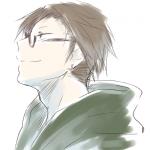 1:1 ear_piercing ear_ring eyewear glasses human male mammal piercing ring_piercing simple_background sketch solo ukisudori white_background yaehara_makoto