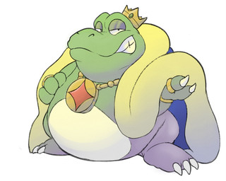 anthro clenched_teeth cloak cloak_only clothed clothing crown crown_only headgear headgear_only jewelry looking_at_viewer male mostly_nude necklace necklace_only nude overweight overweight_anthro overweight_male partially_clothed solo teeth bastardpalace mario_bros nintendo wart_(mario) amphibian frog