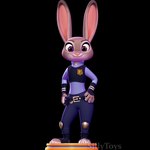 3d_(artwork) 3d_modeling 3d_print anthro armor belt big_feet bulletproof_vest clothing digital_media_(artwork) disney feet female grey_body hand_on_hip hi_res judy_hopps lagomorph leporid mammal police police_badge police_uniform purple_eyes rabbit sillytoys smile solo uniform zootopia