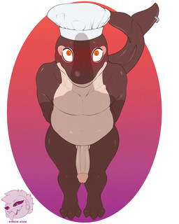 3_toes anthro blush brown_body candy chef_hat chocolate clothing cock_shadow dessert duo feet femboy food furgonomic_piercing furgonomics genitals glans hairless hands_behind_back hat hat_only headgear headgear_only headwear headwear_only humanoid_genitalia humanoid_penis male male/male mostly_nude nervous orange_eyes penis penis_shadow piercing shadow simple_background slightly_chubby slightly_chubby_male standing tail tail_piercing toes syrios cocoa_(niney) aquatic cetacean dolphin food_creature living_candy living_chocolate mammal oceanic_dolphin orca toothed_whale 2026 4:5 absurd_res hi_res