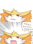 2017 3:4 ambiguous_gender angry_noises anthro braixen canid canine cute_fangs digital_media_(artwork) english_text eyebrows eyelashes fangs fortuna_(unknownlifeform) fur generation_6_pokemon heart_nose heart_symbol hi_res inner_ear_fluff mammal meme multi-word_onomatopoeia nintendo onomatopoeia open_mouth orange_body orange_fur pokemon pokemon_(species) reaction_image red_eyes simple_background solo sound_effects teeth text tuft unknownlifeform white_background white_body white_fur yellow_body yellow_fur