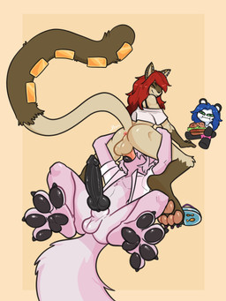 accessory anus balls black_pawpads brown_body brown_fur butt clothed clothing duo_focus erection eyes_closed feet fellatio femboy fur furgonomics genitals group hair humanoid_genitalia humanoid_penis hybrid_genitalia hybrid_penis jewelry knot multicolored_body multicolored_fur open_clothing open_shirt open_topwear oral oral_penetration pawpads paws penetration penile penis perineum pink_body pink_fur pink_hair pink_pawpads red_hair ring sex shirt smile spread_toes tail tail_accessory tail_jewelry tail_ring tan_body tan_fur toes tongue tongue_out topwear two_tone_body two_tone_fur vein veiny_penis white_body white_fur xing1 sledge_revorse domestic_cat felid feline felis mammal 3:4 hi_res