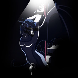 anthro arms_tied bdsm bondage bound chain chastity_cage chastity_device collar genitals male nude penis solo suspension wearing_chastity_device icehuskagon mythology dragon mythological_creature mythological_scalie scalie 1:1