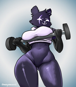 anthro armwear barbell big_breasts black_armwear black_body black_clothing black_elbow_gloves black_fur black_gloves black_handwear black_latex bottomless bottomless_anthro bottomless_female breast_squish breasts clothed clothed_anthro clothed_female clothing elbow_gloves exercise eye_scar facial_scar featureless_crotch female fur gloves handwear latex latex_armwear latex_clothing latex_elbow_gloves latex_gloves latex_handwear looking_at_viewer scar solo squish standing topwear weightlifting white_clothing white_topwear workout mangomaverick epic_games fortnite raven_team_leader bear mammal 2024 hi_res