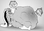 anthro anthro_pred anthro_prey belly big_belly bodily_fluids cutaway female female_anthro female_prey group huge_belly hyper hyper_belly inside_stomach internal male male/female male_anthro male_pred multiple_prey navel nude oral_vore organs same_size_vore sitting smile solo_focus stomach trio vore ecchipandaa nintendo pokemon gardevoir generation_3_pokemon generation_4_pokemon lopunny mammal pokemon_(species) digital_media_(artwork) hi_res monochrome