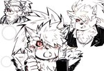 anthro blush cupping_cheek embarrassed hair hair_over_eye male ponytail scar amaguri1500 lifewonders tokyo_afterschool_summoners shino_(tas) canid canine canis domestic_dog mammal