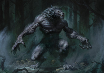 5_fingers anthro biped black_body black_fur bone claws detailed_background digitigrade fingers forest fur male muscular muscular_male outside plant skull smile solo standing tree manzanedo mythology canid canine mammal mythological_canine mythological_creature werecanid werecanine werecreature werewolf hi_res