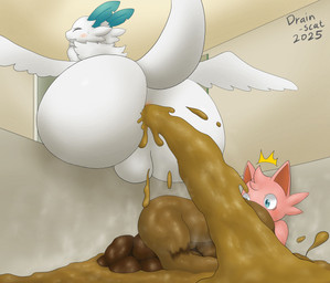 anthro anus balls bathtub big_butt blue_ears blue_eyes butt diarrhea duo excessive_feces eyes_closed feces feces_bath feces_in_ass feces_on_body feces_on_ground feces_pile fur genitals hair huge_butt hyper hyper_feces inside male male/male pink_body pooping pooping_in_bathtub pooping_on_another pooping_on_floor scatplay sitting surprised tail white_body white_fur wings drain_scat mythology palworld pocketpair cattiva dragon furred_dragon furred_scalie mammal mythological_creature mythological_scalie pal_(species) quivern scalie 2025 absurd_res hi_res