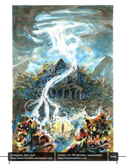 ambiguous_gender anthro black_bottomwear black_clothing black_crop_top black_hat black_headwear black_shirt black_skirt black_topwear border bottomwear bound brown_clothing brown_topwear clothed clothed_female clothed_human clothing cloud cloudy_sky crop_top doll electricity empty_eyes female female_human fight for_a_head fully_clothed fully_clothed_female fully_clothed_human green_body group hat haunted_house headgear headwear light lightning magic_user mountain open_mouth orange_sclera outside plant rope shirt skirt sky standing tan_body tan_skin tentacles text thunderstorm topwear tree white_border witch witch_hat axelmedellin inktober witch_(axelmedellin) animal_humanoid animate_inanimate cephalopod cephalopod_humanoid coleoid human humanoid living_doll mammal marine marine_humanoid mollusk mollusk_humanoid monster object_head octopodiform octopus octopus_humanoid 2025 artist_name colored dated english_description lighting painting_(artwork) pen_(artwork) shaded signature traditional_media_(artwork) url