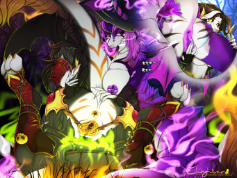 alternative_fashion anthro bodily_fluids claws clitoris close-up clothing duo female female/female forest genital_fluids genitals hat headgear headwear horn licking magic nipple_piercing nipples piercing plant restrained saliva spell spread_vulva spreading tail tail_fetish tail_lick tail_play toe_claws tongue tongue_out tree urethra vaginal_fluids vulva witch_hat avoid_posting zingiber mythology aromagon dragon mythological_creature mythological_scalie scalie 4:3 hi_res