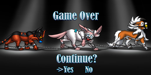 animal_genitalia animal_vulva bad_end ball_gag balls bdsm bondage bound canine_genitalia canine_vulva captured chain cuff_(restraint) feet female feral feral_bondage fully_sheathed gag gagged game_over gameplay_mechanics genitals group male paws penis restraints shackles sheath vulva raptorroper nintendo pokemon dusk_lycanroc eeveelution generation_6_pokemon generation_7_pokemon lycanroc pokemon_(species) sylveon torracat digital_media_(artwork) hi_res