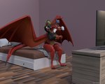 anthro bed clothing controller electronics female furniture game_controller headgear headphones headset multi_head solo tail rifleman888 dungeons_and_dragons hasbro mythology wizards_of_the_coast tiamat_(dnd) chromatic_dragon_(dnd) dragon dragon_(dnd) mythological_creature mythological_scalie scalie 3d_(artwork) 5:4 digital_media_(artwork)