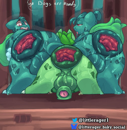 anthro anus big_anus big_butt bodily_fluids bottomless butt cage clothed clothing crying freckled_butt freckled_face freckles gaping gaping_anus genitals group huge_anus huge_butt hyper hyper_anus hyper_genitalia male male/male puffy_anus sweat sweaty_butt tears trio littlerager nintendo pokemon bulbasaur generation_1_pokemon pokemon_(species) hi_res