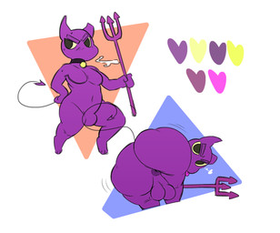 anthro balls big_balls big_butt butt collar genitals male melee_weapon polearm solo trident weapon petbasilisk imp hi_res