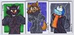 anthro black_body black_fur black_hair brown_body brown_fur brown_hair clothed clothing female fur hair male scarf solo tail genesisw freefall_(webcomic) tron florence_ambrose sam_starfall alien bowman's_wolf canid canine canis felid mammal red_wolf wolf 2010 crossover multiple_images