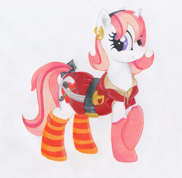 accessory belt bow_(feature) bow_accessory bow_ribbon clothing ear_piercing female footwear furgonomics horn legwear piercing pirate ribbons socks solo tail tail_accessory tail_bow tail_ribbon twilightflopple hasbro my_little_pony mythology equid equine mammal mythological_creature mythological_equine unicorn