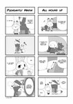 alternate_version_at_source anthro blush breath canid canine chibi comic dialogue disney duo english_text fox fur hard_translated hi_res judy_hopps knitting lagomorph leporid mammal monochrome nick_wilde open_mouth open_smile question_mark rabbit red_fox rikuo_(artist) sitting smile speech_bubble text third-party_edit translated true_fox vertical_bar_eyes zootopia