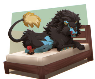 animal_genitalia animal_penis balls bed bestiality black_body black_fur blue_body blue_fur bodily_fluids claws dominant dominant_feral dominant_male duo erection fellatio feral feral_on_top feral_penetrating feral_penetrating_human fur furniture genital_fluids genitals hair human_on_feral human_penetrated interspecies knot knotted_penis larger_feral larger_male licking licking_lips licking_own_lips looking_back male male/male male_feral male_human male_on_feral male_penetrated male_penetrating male_penetrating_male nude nude_human on_bed open_mouth oral oral_penetration penetration penile penis pinned sex size_difference smaller_human smaller_male submissive submissive_human submissive_male tail tongue tongue_out local_cannibal nintendo pokemon felid generation_4_pokemon human luxray mammal pokemon_(species)