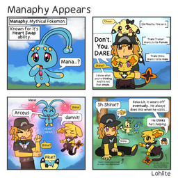 black_clothing black_shirt black_topwear blue_body blue_eyes body_swap brown_eyes clothed clothing dialogue female fur hair hat headgear headwear heart_swap lgbt_pride male orange_eyes orange_hair pride_colors shirt tail text topwear transgender_pride_colors yellow_body yellow_fur lohlite nintendo pokemon generation_1_pokemon generation_4_pokemon human legendary_pokemon mammal manaphy pikachu pokemon_(species) shinx 1:1 comic english_text hi_res