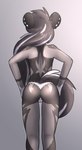 anthro bubble_butt butt clothing ear_piercing female fur gauged_ear hair multicolored_body panties piercing simple_background slim solo tail underwear observerdoz stigmata_(observerdoz) hyena mammal 2024 absurd_res hi_res