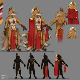 4_toes 5_fingers 9_tails abs anthro athletic black_sclera body_jewelry bottomwear bracelet cape cape_only chain chest_scar clothed clothing color_swatch crown digit_ring digitigrade emperor extended_arm eyes_on_chest featureless_crotch feet fingers gem gloves_(marking) gold_(metal) gold_chain gold_jewelry gold_necklace grey_background harem_jewelry harem_outfit headgear jewelry jewelry_only leg_markings loincloth loincloth_only male markings mostly_nude multi_eye multi_tail multiple_angles muscular muscular_anthro muscular_male navel necklace nude orange_body partially_clothed pink_pupils pupils rear_view red_sclera regalia ring royalty ruby_(gem) scar shoulder_pads simple_background socks_(marking) solo standing tail three-quarter_view toe_ring toes topless v-cut decadice asian_mythology east_asian_mythology japanese_mythology mythology canid canine demon fox fox_spirit mammal absurd_res hi_res model_sheet