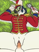 absurd_res animated anthro anthro_penetrated avian baton bird blush bodily_fluids bottomless bottomless_anthro bottomless_female breasts clitoris clothed clothing epaulet exhibitionism falcon falconid female female_penetrated field fish_birb football_field genital_fluids genitals gloves handwear hat headgear headwear hi_res katie_(fish_birb) looking_at_viewer loop male male/female male_penetrating male_penetrating_female marching marching_band marching_band_uniform medium_breasts name_tag no_sound penetration penile penile_penetration penis_in_pussy peregrine_falcon presenting public public_sex pussy sex short_playtime solo_focus spread_legs spreading staff uniform vaginal vaginal_fluids vaginal_penetration webm